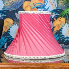 Vintage Retro Pink Pleated Chiffon Silk Lined Light Lamp Shade Boudoir Boho 18cm