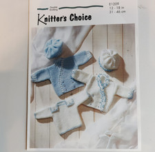 Knitters Choice E1209 Baby DK Knitting Pattern 12"-18" Jumper Jacket VGC Modern