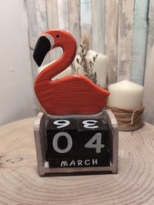 Hand-made Wooden Flamingo Perpetual Calendar