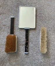 Vintage 1930's Embroidered Dressing Table Set Nylon Made In England 3 Piece VGC