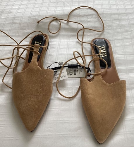 Bnwt zara suede leather flat - bnwt,
