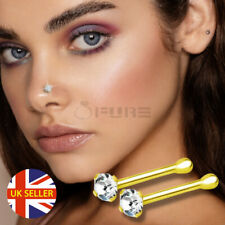 Pair 18ct Gold Plated Diamond Cut 925 Sterling Silver Nose Stud Piercing Pin 3MM