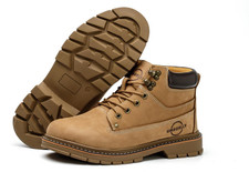 Mens Leather Ankle Safety Boots Lace Up Steel Toe Cap Work Boots High Cut Shoes