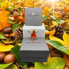 BNIB Swarovski Crystal St Silver Gold Plated Brooch - (Light Siam Small BEE)
