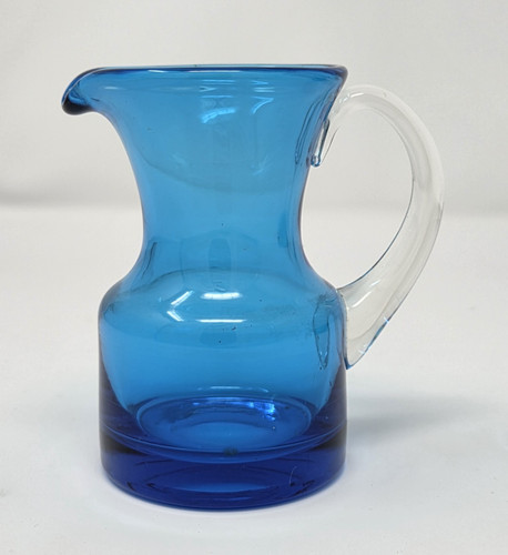 Small blue art glass jug - small,