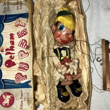 Stunning Vintage 1950’s Pelham Pinochle  Marionette Puppet: Orginal Box & Paper