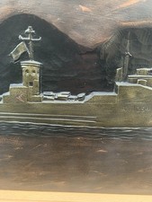 Vintage Plaster Relief Plaque – Naval Ship AV1354 “Brudenell White” – Rare