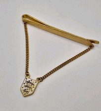 Old Vintage Rolled Gold Enamel England Three Lions Flag Tie Bar Clip