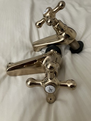 Gold colour basin taps - basin,