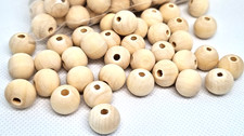 Natural Wood Round 12mm Beads Handmade Jewellery Macrame 2mm hole 30/50/100 UK