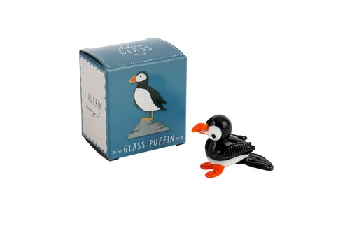 Glass puffin ornament - puffin,