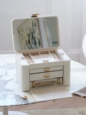 Stackers The Dulwich Belgravia Leather Jewellery Box - Cream (Damage/No Lock) B+