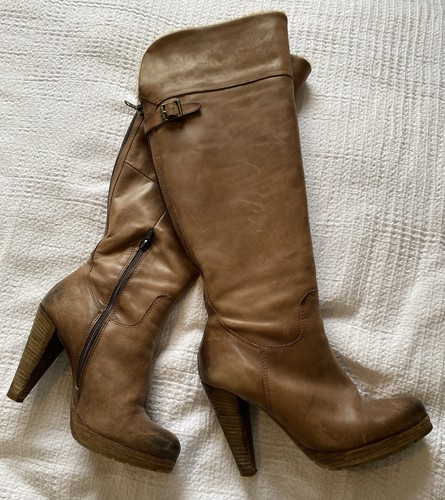 Dune tan leather - leather, knee