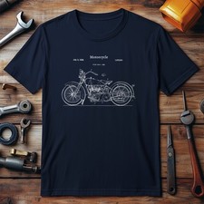Vintage Street Bike Blueprint Tee - Motorbike Biker Riding Tees & T-Shirts