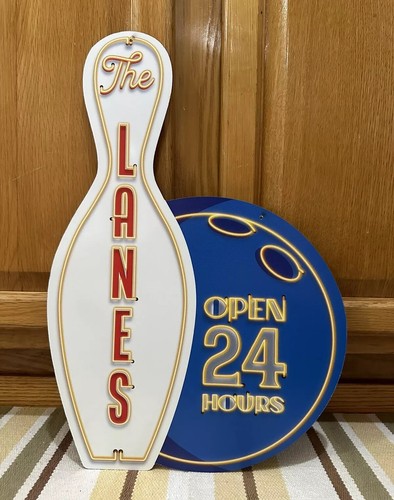 Bowling sign lanes open hrs - sign,