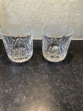 Pair Of Waterford Crystal Lismore Old Fashioned Whiskey Tumbler Glasses VGC