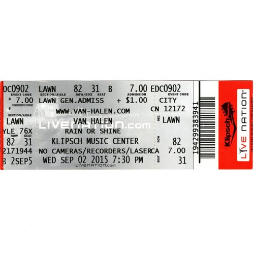 Van halen full concert - full, ticket