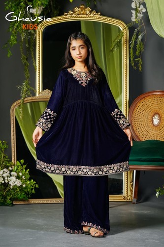 Children girls green velvet - children,