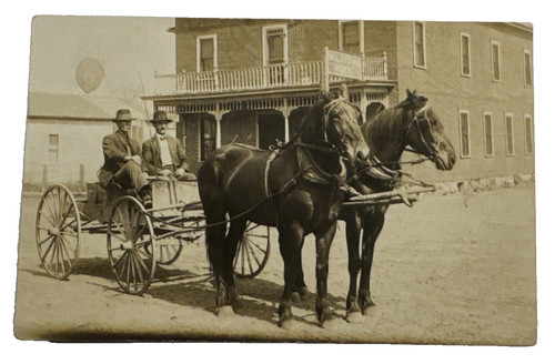 Antique rppc men horse - rppc, drawn