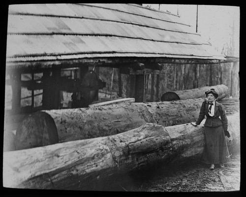 Woman next gum logs - woman,