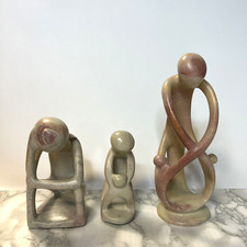 3 x Carved Soapstone Abstract