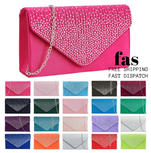 Women satin diamante - diamante, clutch