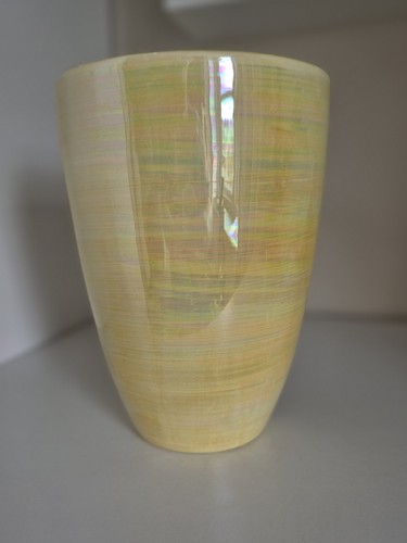 Yellow iridescent ceramic vase - iridescent,