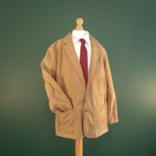 Orvis Suede Leather Blazer Men's 42 Large Brown Lined Single-Breasted Jacket