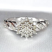 9ct White Gold Diamond Cluster