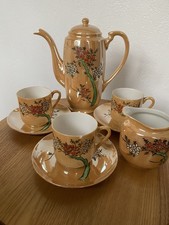 Vintage Japanese bone China lustre ware coffee /tea pot set 3 cupssaucers / jug 