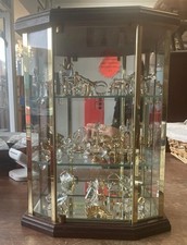 Swarovski Crystal 22 Miniature Gold Figurines & Display Cabinet-See Description