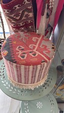 Ottoman Vintage Tribal Stool With Kilim Rug Design - 35cm x 35cm