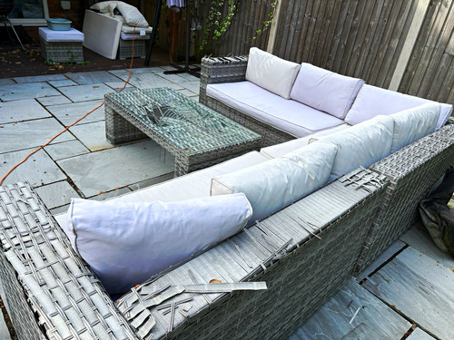 Grey rattan corner sofa lounge - grey,