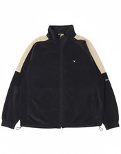 DIADORA Mens Velour Tracksuit Top Jacket IT 58 3XL Navy Blue Colourblock DL03