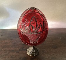 Russian Ruby Red Cut Glass Egg