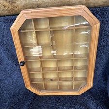 Vintage Wooden trinket curio Display Case Holder with Glass Door