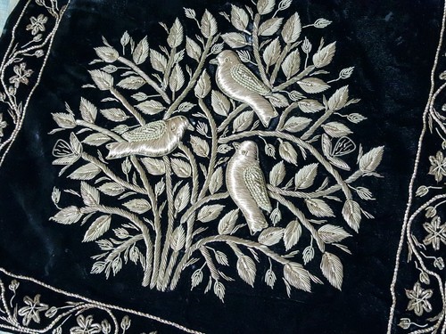 Embroidered cushion vintage - cushion,