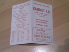 barnet fc fixture list 1989/90