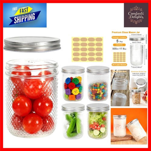 Diamond glass mason - jars, with