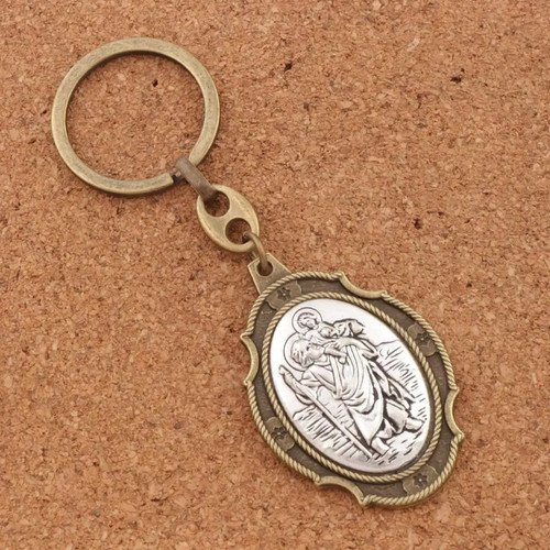 Christopher medal keychain - st,