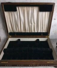 Vintage Wooden Cutlery Canteen Box Empty 6 Servings Lined 39x28x8cm Damage Read