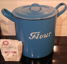 XL Enamel Blue Flour Bin With