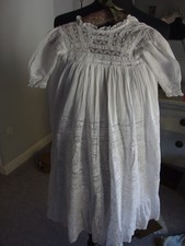 antique embroidered Lace christening gown baby dress or dolls