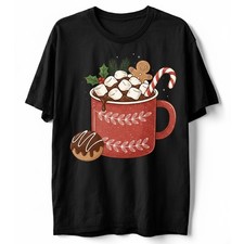 Christmas Hot Cocoa Mug T-Shirt Marshmallows Gingerbread Candy Cane Holiday Tee