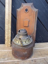 Antique / Vintage Sherwood Oil Lamp.Tin Wall mounted Oil lamp with makers decal
