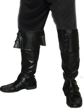 Black Boot Covers Faux Leather Adults Pirates Fancy Dress Costume Accessory