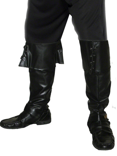 Black boot covers faux - black, leather
