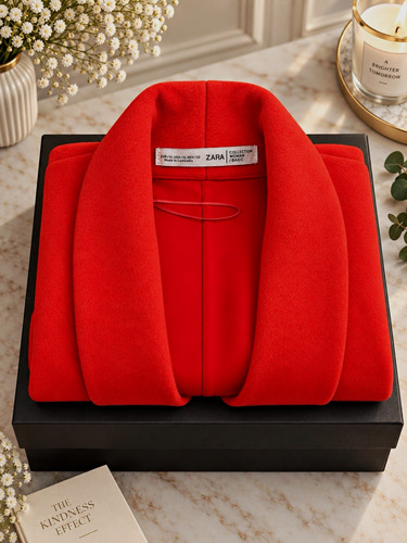 Zara womens red longline - zara, coat