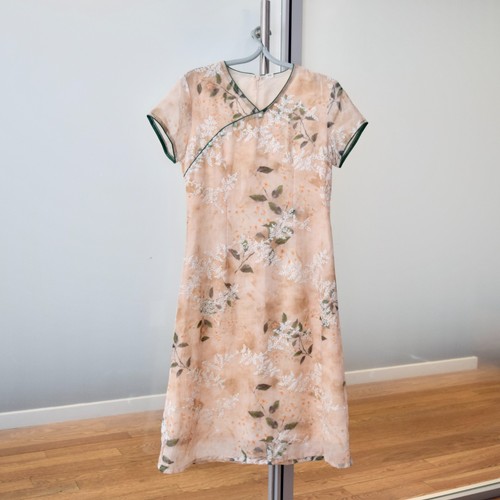 Beige green leaf - qipao, a