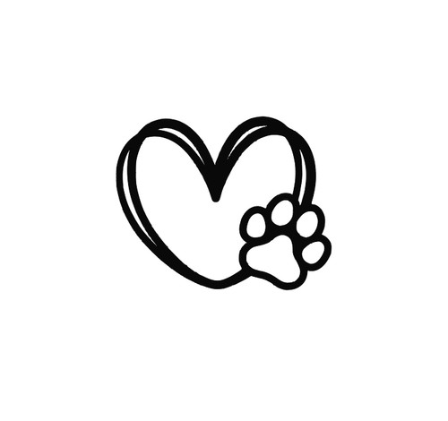 Heart with paw print vinyl - heart,